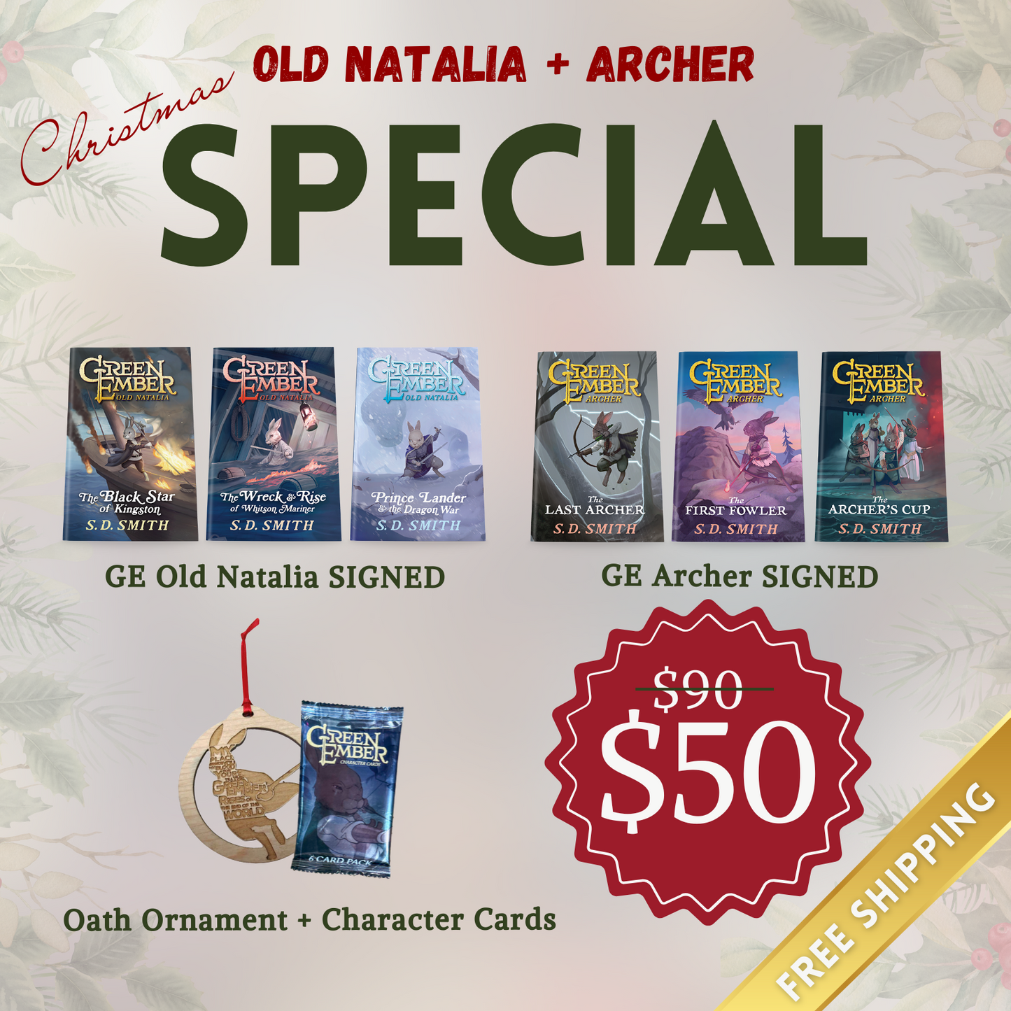 SIGNED Green Ember: Archer + Old Natalia Christmas Special with FREE Ornament and Character Cards